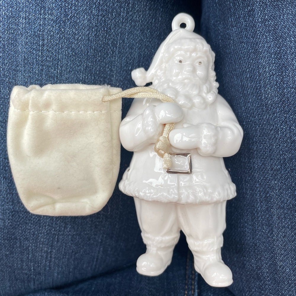 2013 Pandora Santa Ornament ceramic Holiday Christmas jewelry ring Pouch white
